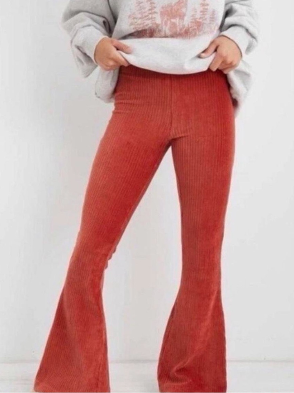aerie Orange Ribbed Knit pants